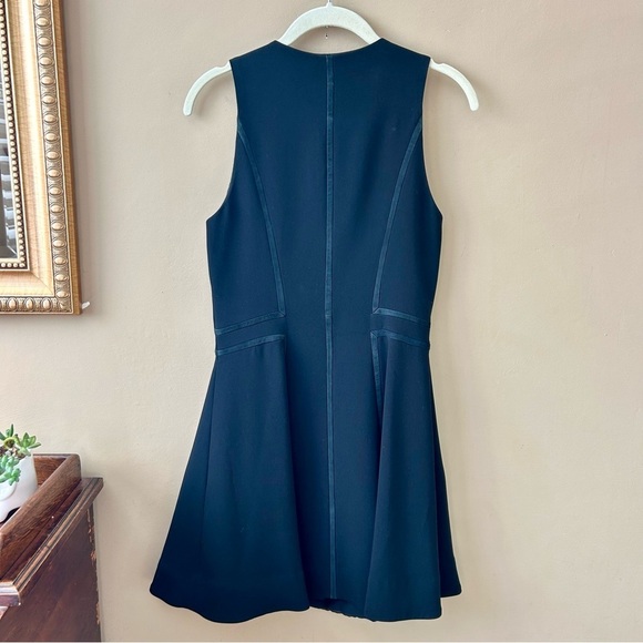 Rag & Bone Rae Mini Dress Leather Trim Black Sleeveless Asymmetrical Size 2 - Picture 4 of 9